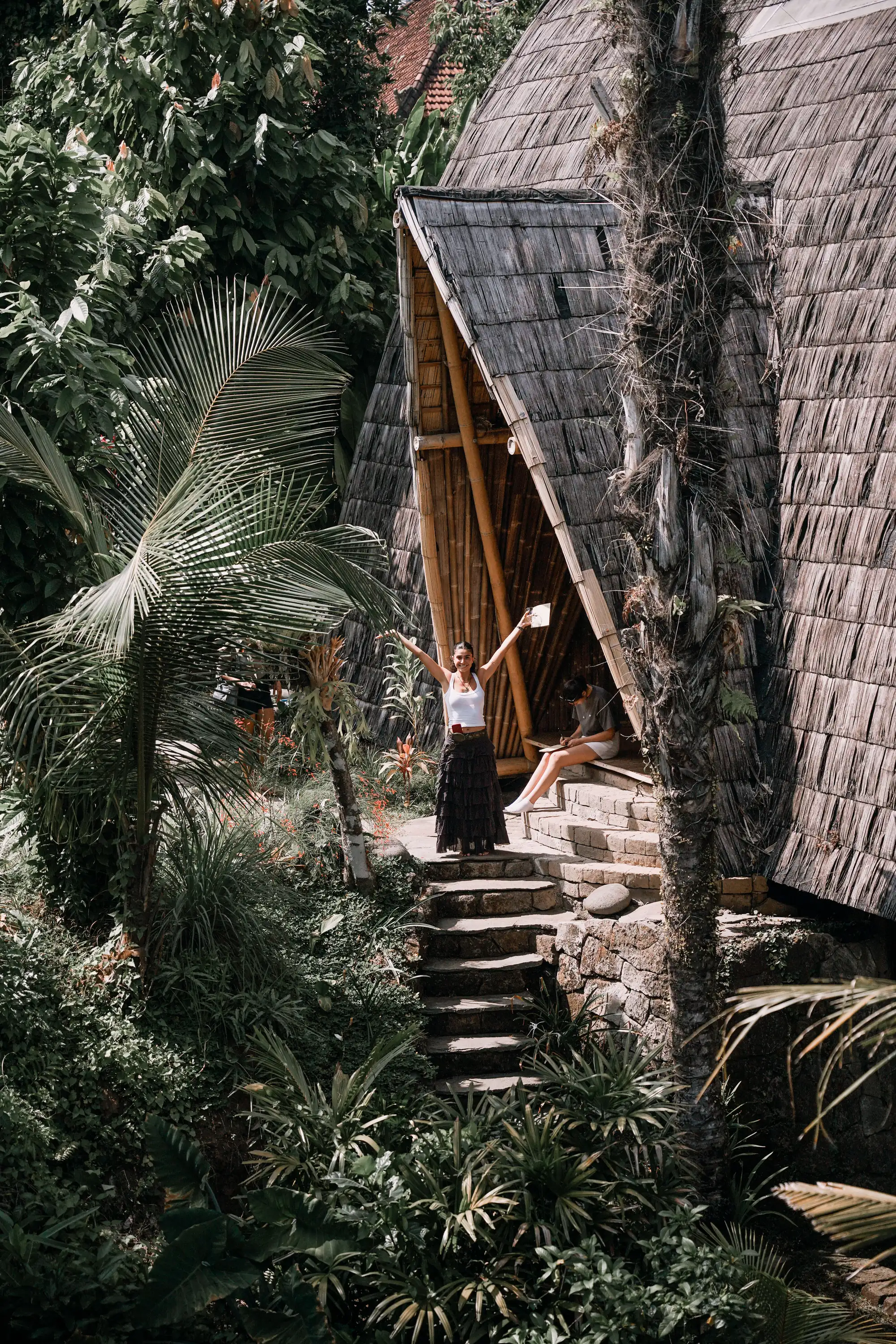 Bamboo staircase at Green Village